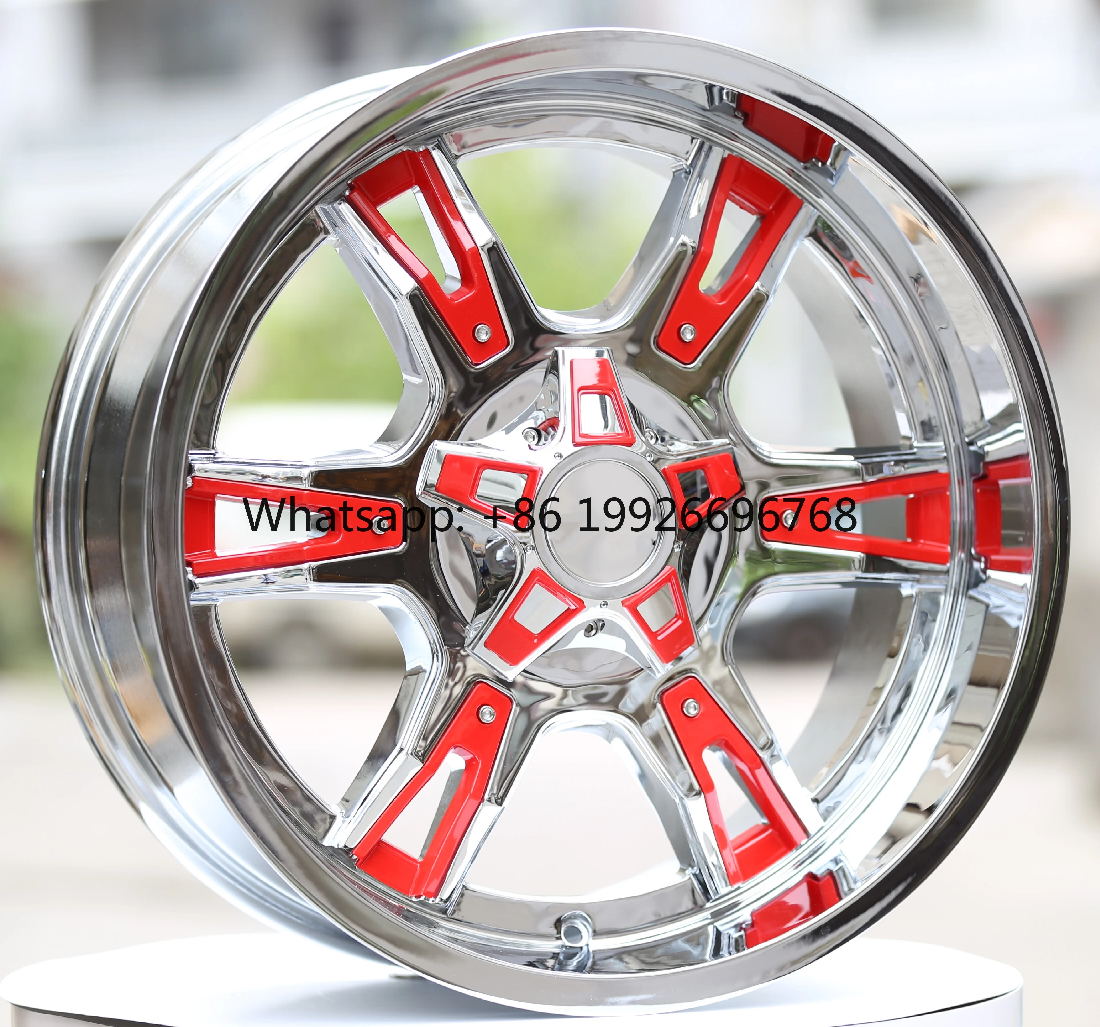 

New 18 Inch Wide Lip Chrome Aluminum Wheel with Red 6*135 for Raptor F150 Expedition Bronco Off-road Modification
