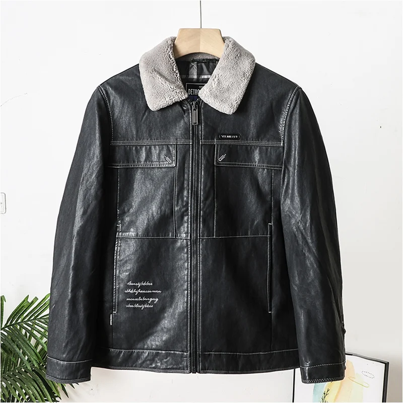 

Теплая мужская пуховая куртка из мягкой кожи, модная городская, осенне-зимняя, новинка, молодежная верхняя одежда