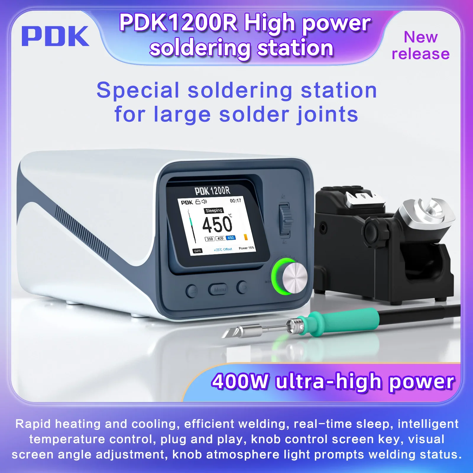 PDK 1200R 400W Fast Heating Intelligent Temperature Control C470 Soldering Station with T470 Handle for BGA Soldering Repair