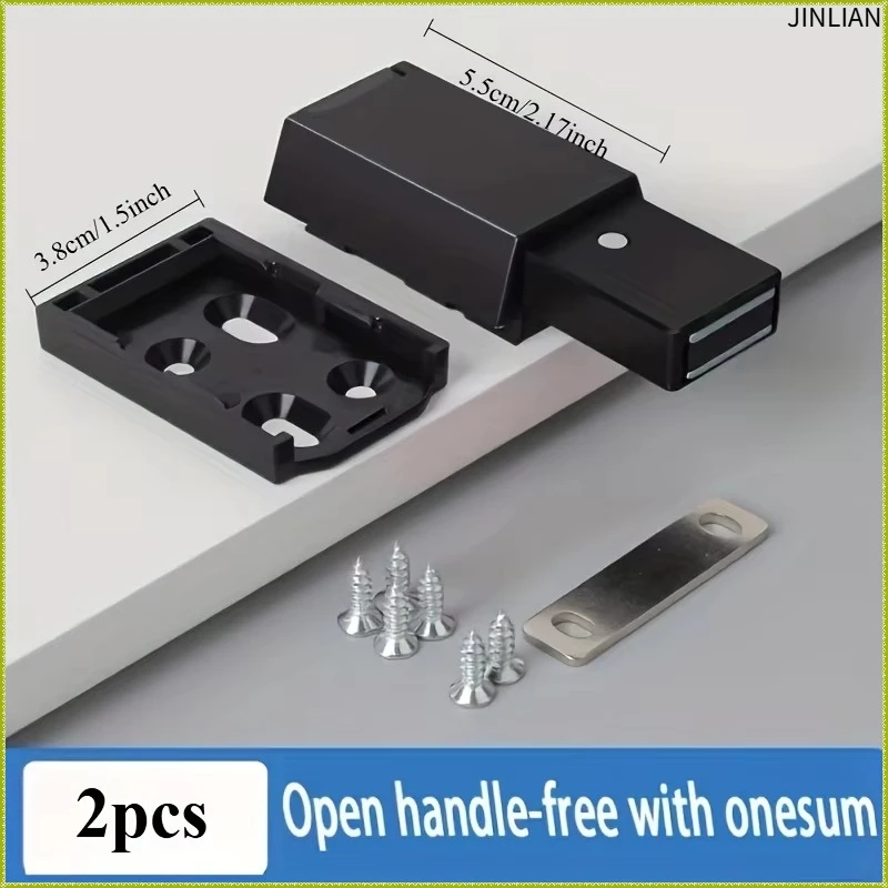 2pcs Automatic Rebound Magnetic Cabinet Door Latch, Cabinet Door Opener - Cabinet Accessories, Handle-Less Buffer, No Handle Des
