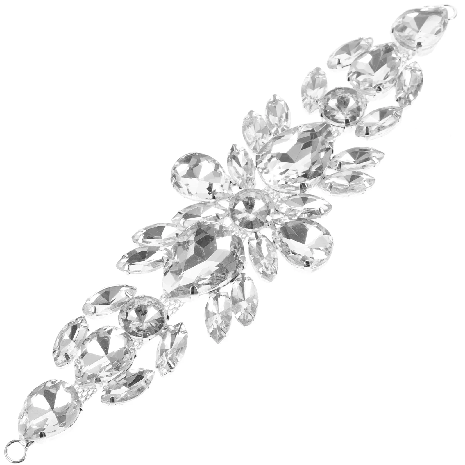 

Rhinestone Flower Chain Patches White Rhinestones DIY Shoes Apparel Decorative Coat Glass Silver Wedding Applique Clothes