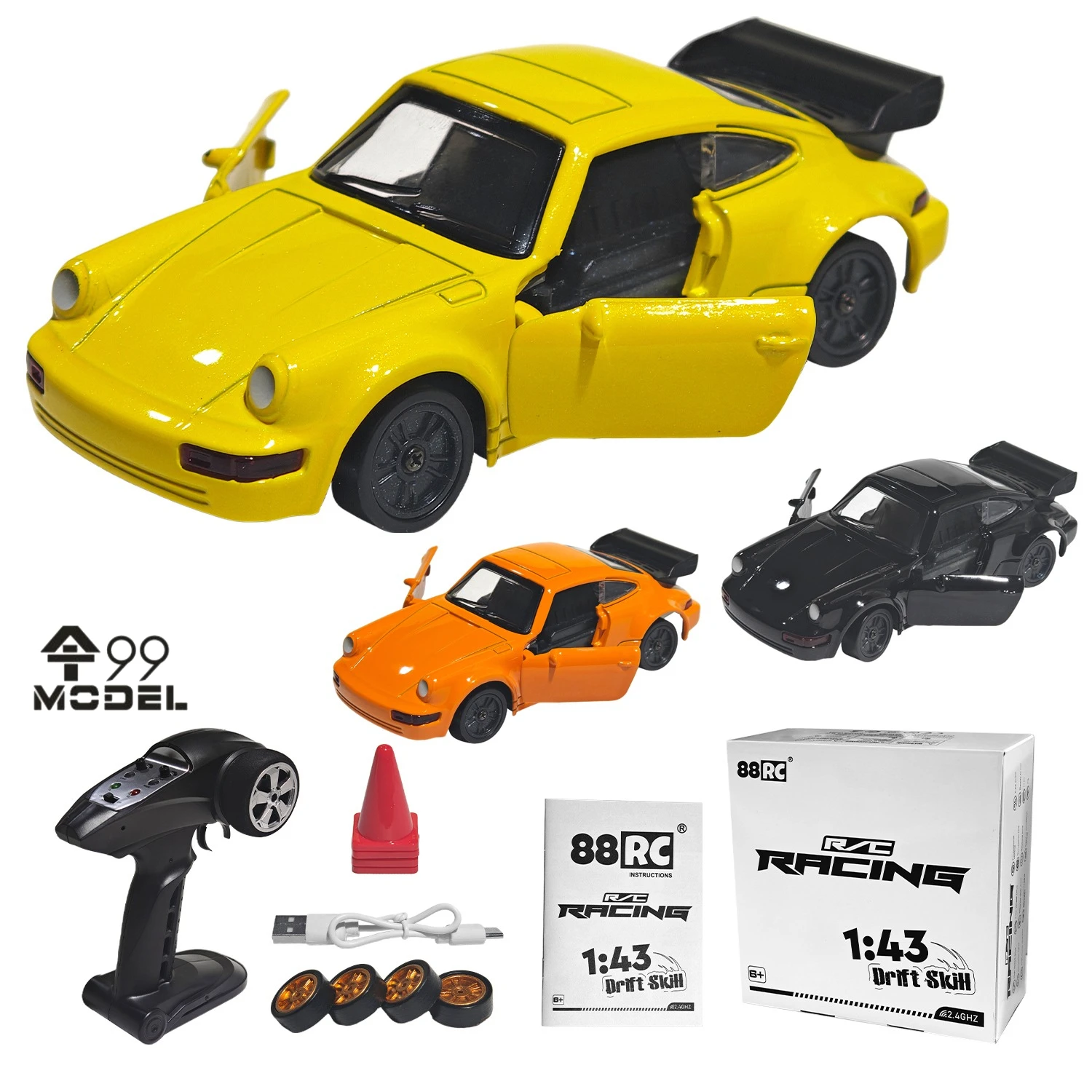

Mini Drift Car 1/43 Alloy Gyro Version RC Drift Car 4WD High-speed Racing Car with Cool Lights Desktop Remote Control Car Toy