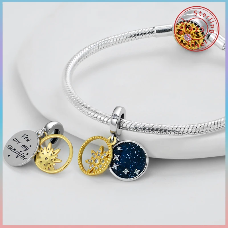 Perline fai da te in argento Sterling 925 di alta qualità, foglia di Banana coccinella, pendenti a forma di piuma di pavone, con bracciale Panjia,