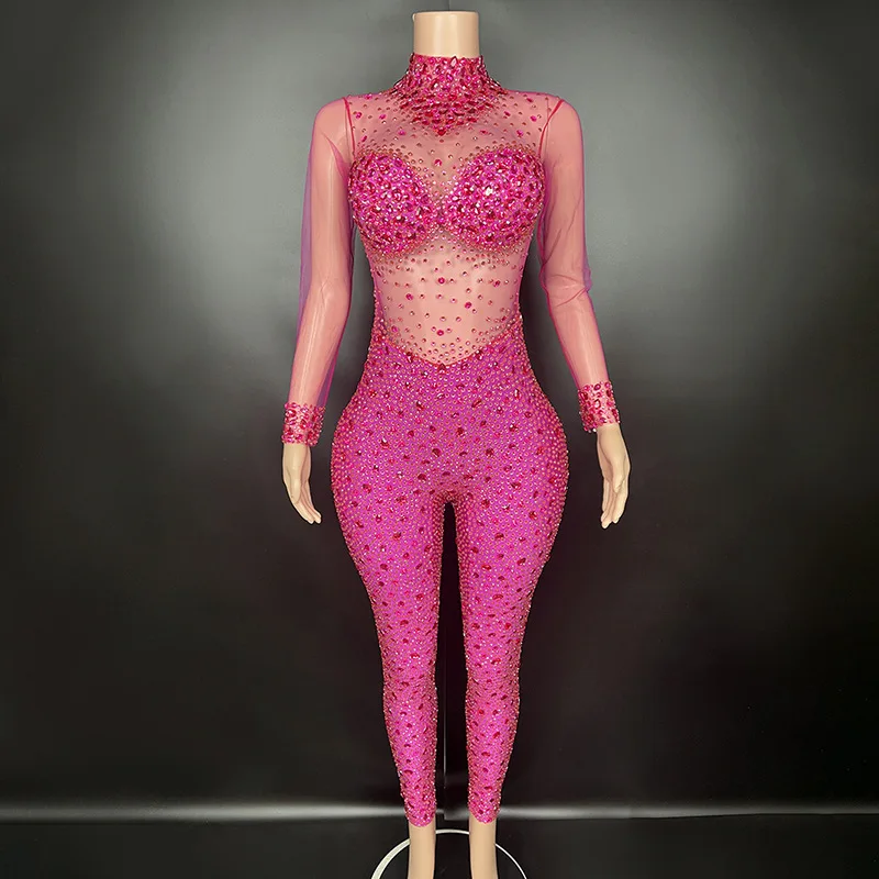 الفاخرة الراين شبكة شفافة بذلة سيدة مساء حفلة موسيقية الماس عيد ميلاد احتفال الزي المرحلة ارتداء #4