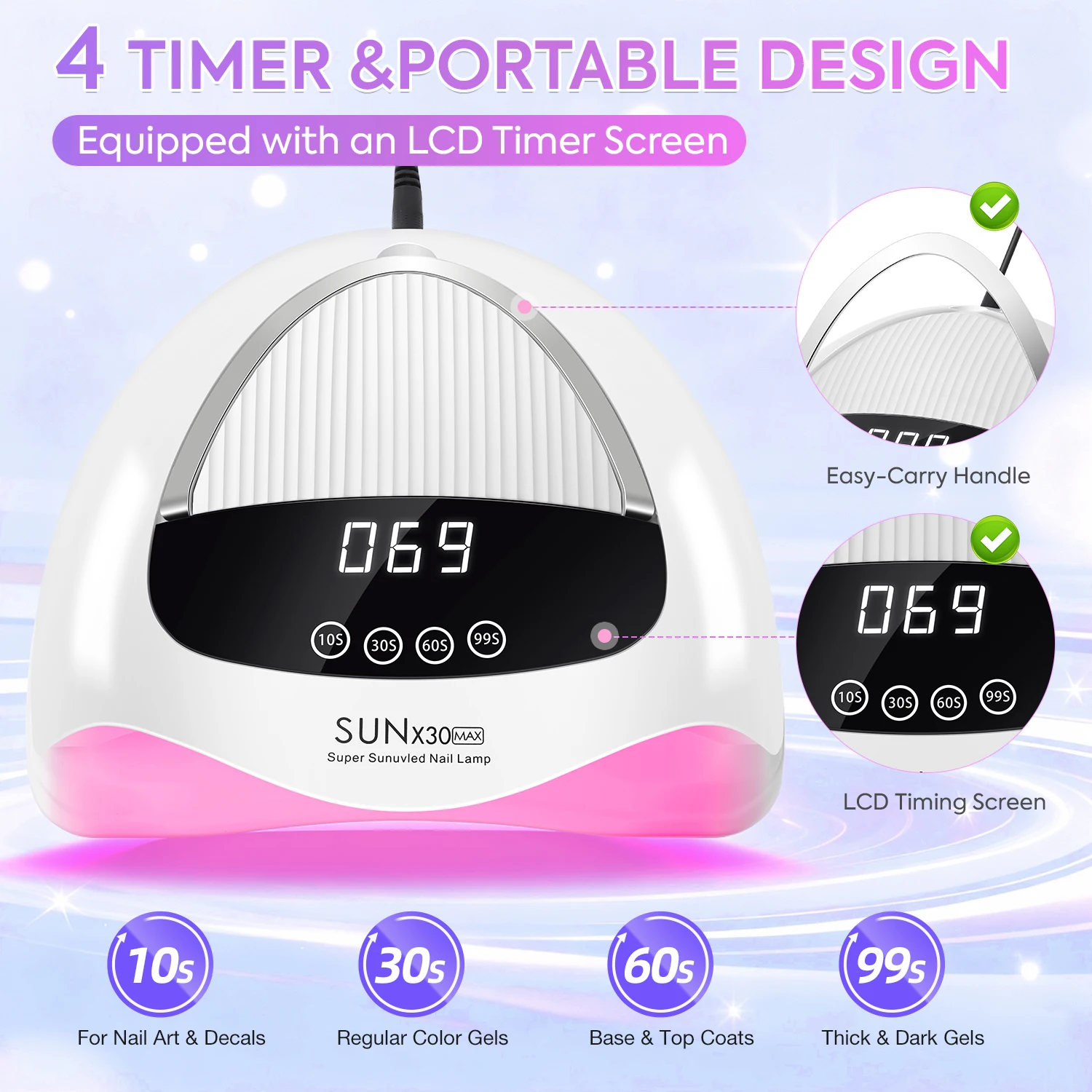 DianaBeauty 380W Professional UV LED Nail Lamp With LCD Display 90LEDS Nail Dryer for Drying All Gels Nail Polish Nail Art Tools