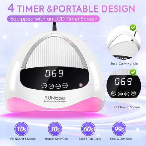 Imagen 2 del producto DianaBeauty-Lámpara de uñas LED UV profesional, 380W, con pantalla LCD, 90LEDS, secador de uñas para secar todos los geles, herramientas de decoración de uñas