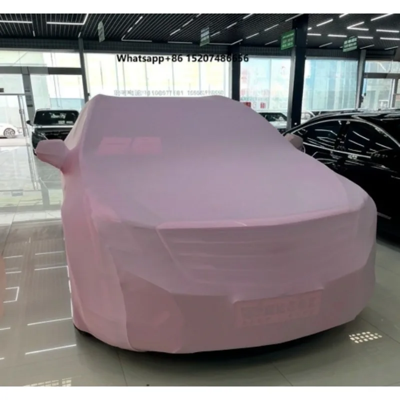 OEM Cute Pink/Red Polyester Velvet Car Cover 99% UV Protection Scratch-Resistant Textured Finish 4 Mil Thick for