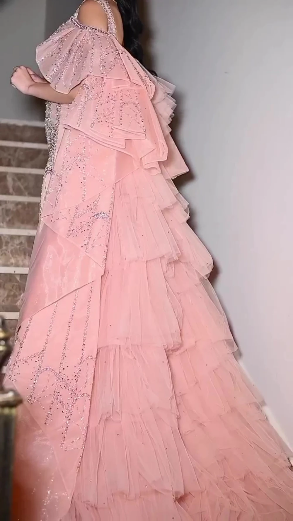 Customized Intricate Asymmetrical One-Shoulder Ball Gown Sweep/Brush es Sequin Layered Net/Tulle Formal Occasion فساتين سهره
