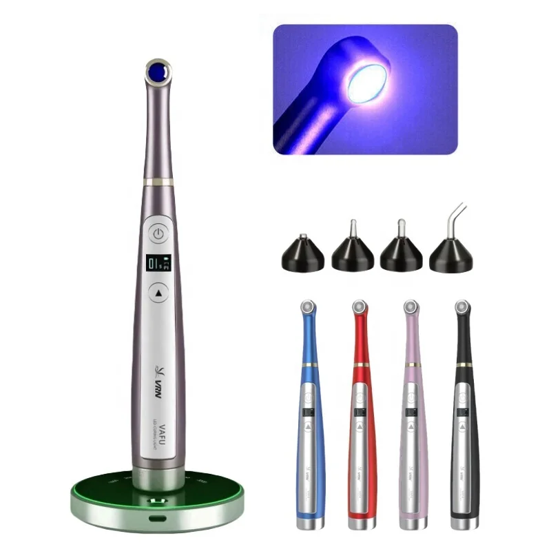 

VAFU den tal LED Curing Light Wireless 1sec Led Curing with 4 Point Cure Lens Caries Detection Lamp for Orthodontic Resin