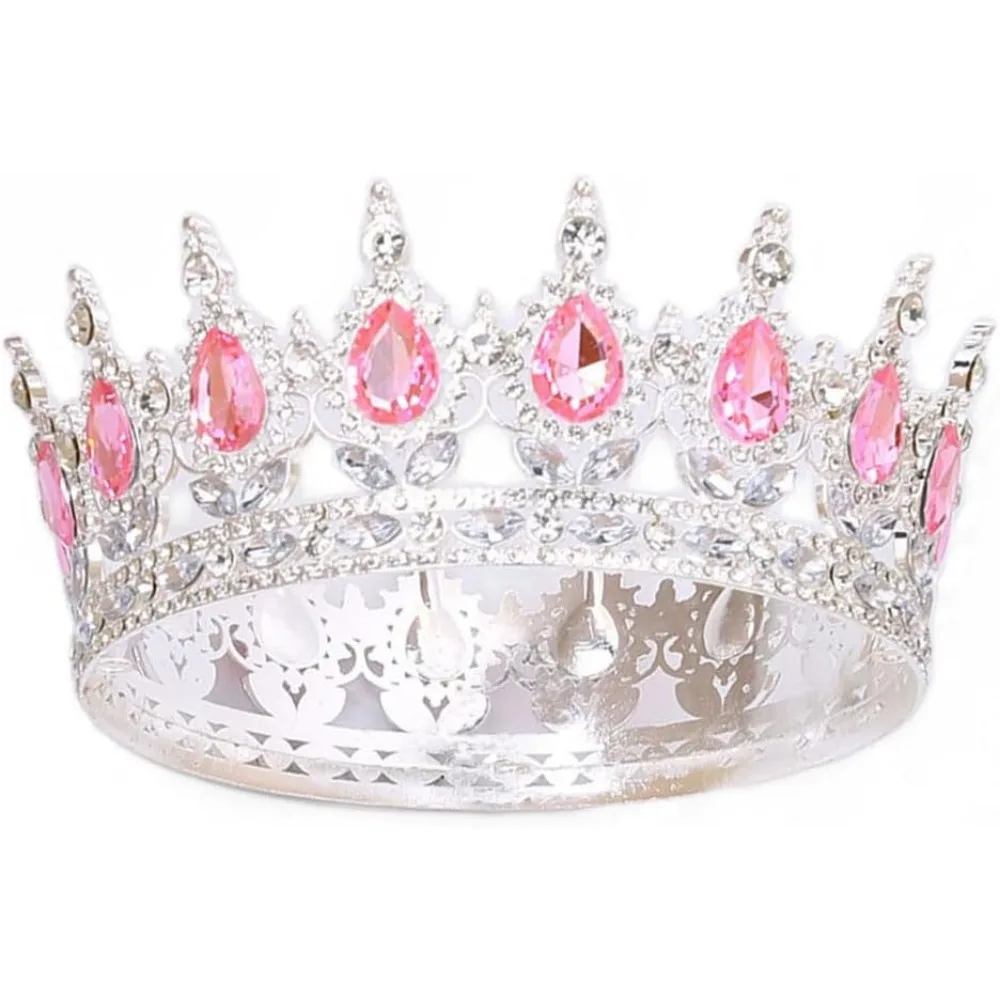 Queen Crown Rhinestone Wedding Crowns and Tiaras for Women Crown Cake Topper Costume Party Hair Accessories Princess Birthday