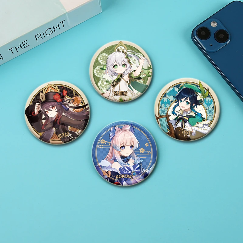 Genshin Impact Badge Hu Tao,Nahida,Furina,Raiden Shogun Game Figure Badge Cosplay Exquisite Enamel Pins for Backpack Hat Clothes