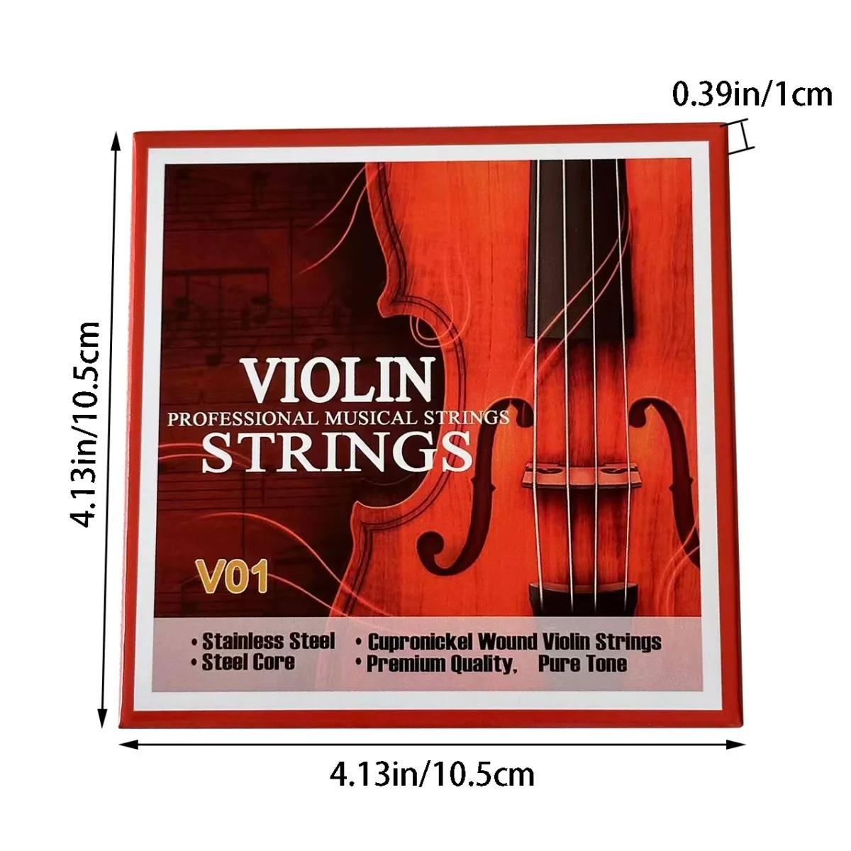 1Set/4 String V01 Violin Strings Universal (G-D-A-E) Imported Steel Core Silver Winding String Medium Gauge - Violin Strings image 2