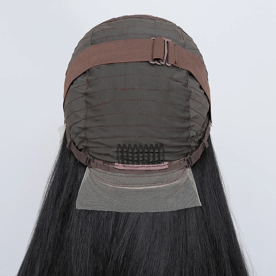 Супер длинные натуральные черные синтетические кружевные парики 13x6, 40 дюймов, высокое качество, длинный прямой бесклеевой кружевной фронтальный парик для женщин, косплей