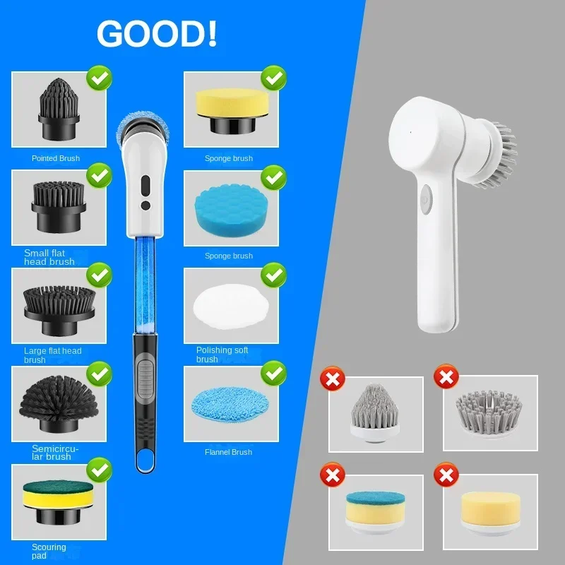 Bagno, pavimento della cucina, spazzola elettrica multifunzionale wireless, pulizia con pulizia a liquido e rotante