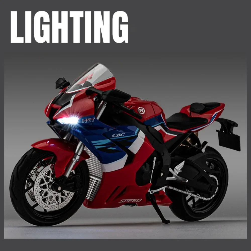 혼다 CBR1000RR 레이싱 오토바이 모델 장난감, 합금 금속 다이캐스트 차량, 사운드 라이트 스포츠 오토바이 모델, 남아용 장난감, 1/12