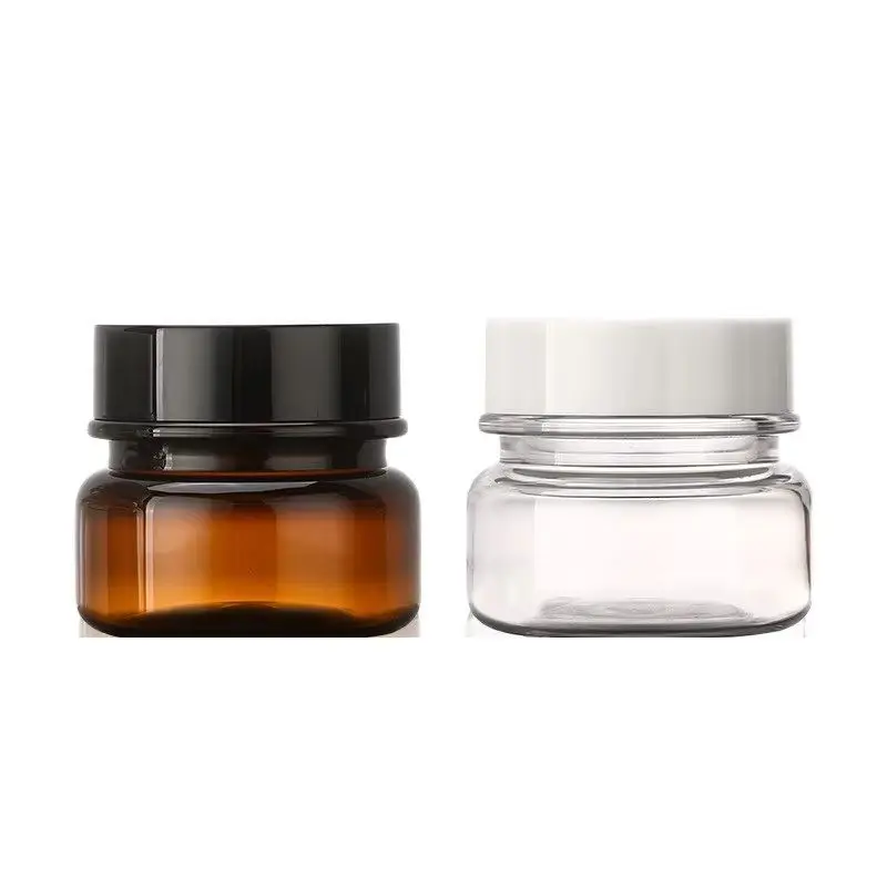 

30pcs Skincare Facial Cream Pot Thick PET Plastic Refillable Bottle Screw LidClear Brown 60G Empty Cosmetic Jar Makeup Container