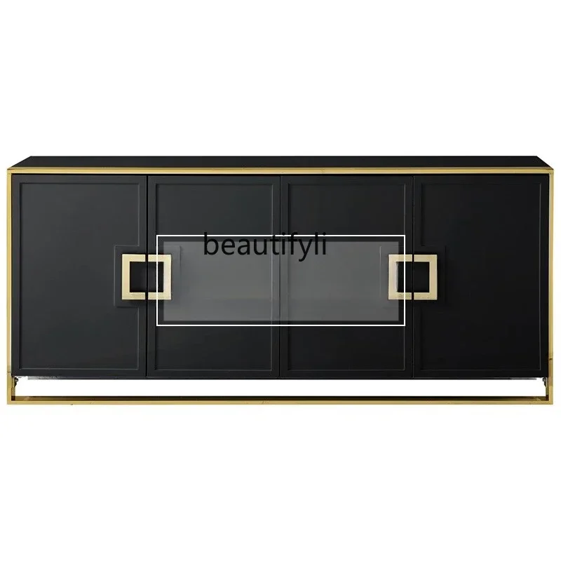 

07American light luxury hotel dining side cabinet stainless steel foyer entrance cabinet locker