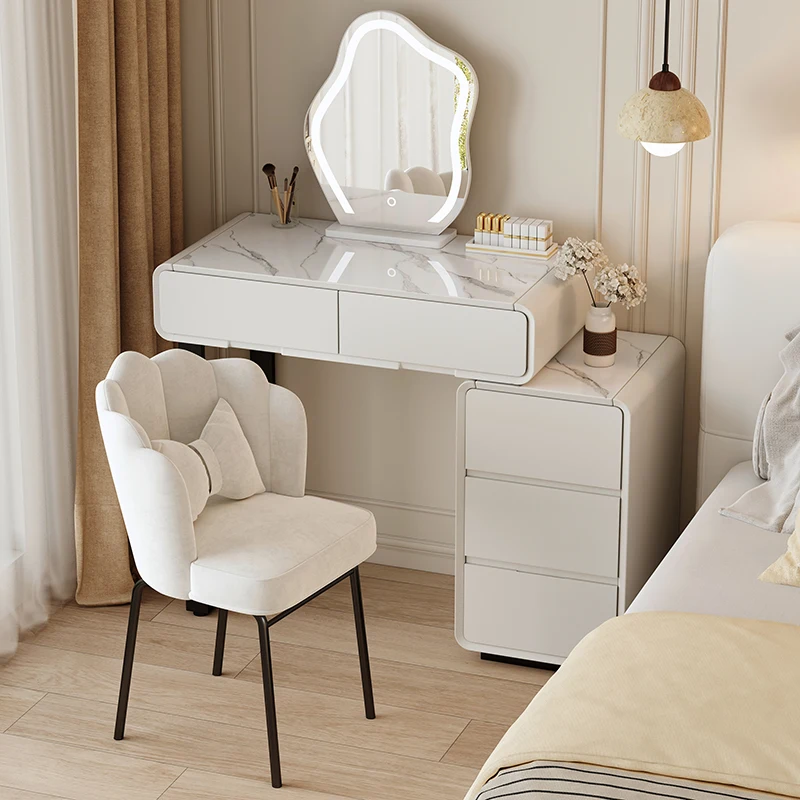 

Cream Cabinet Vanity Table Makeup Mirror Desgin Storage Minimalist Dressing Table Accessories Wood Drawers Vestidores Furniture