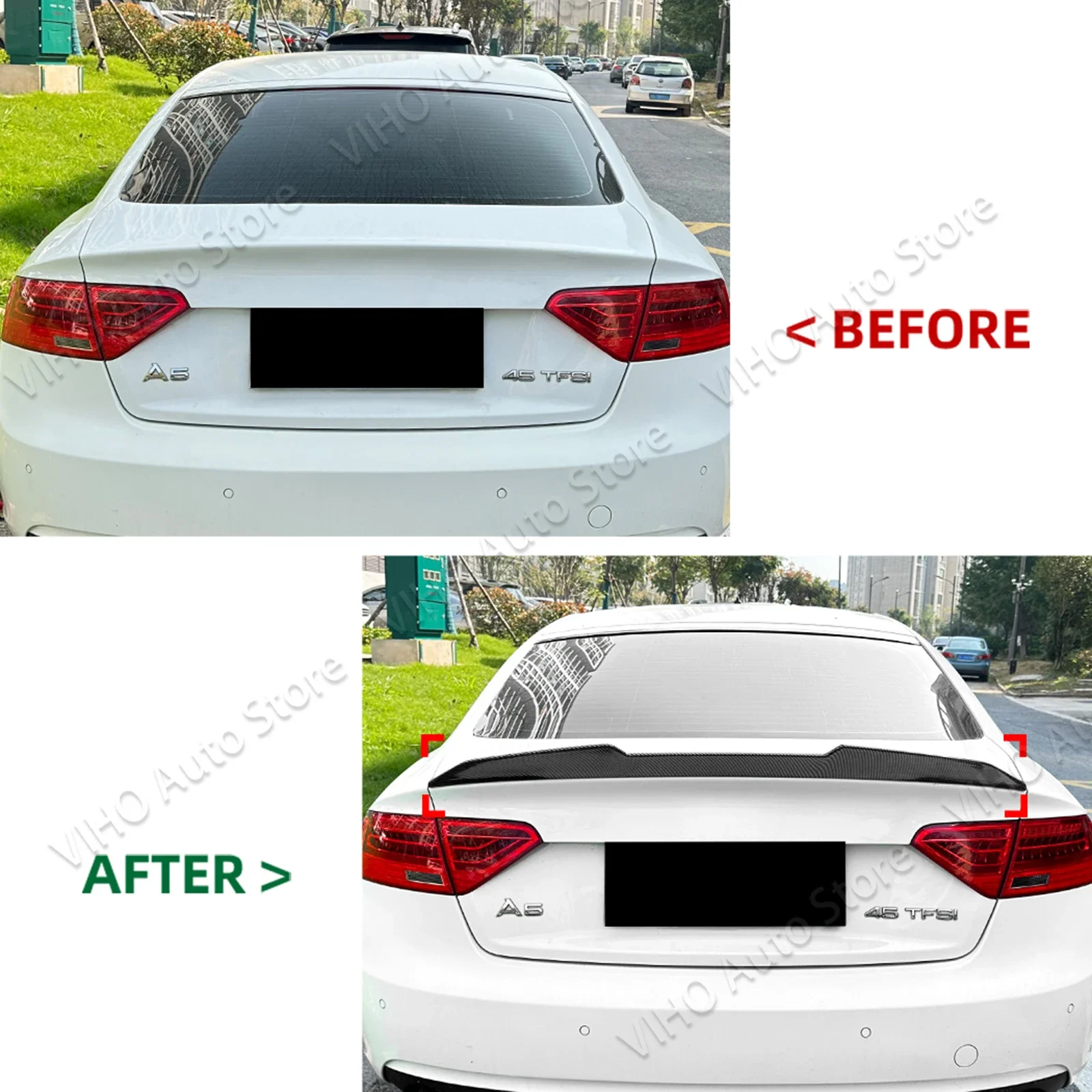 For Audi A5 8T S5 RS5 B8 8T Sportback 4 Doors 2007-2016 PSM Style Car Rear Spoiler Rear Trunk Lip Trim Tail Wing Body Kit