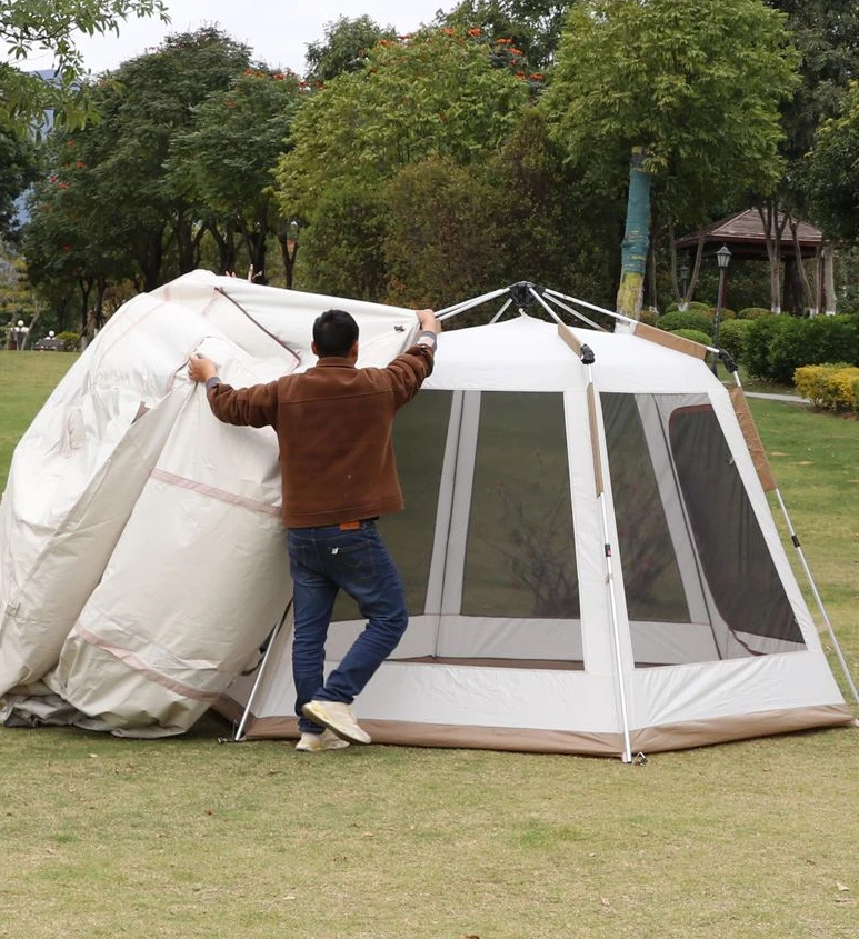 Camping tent outdoor 4-6 people sun protection and rainstorm prevention double-layer thick camping automatic.