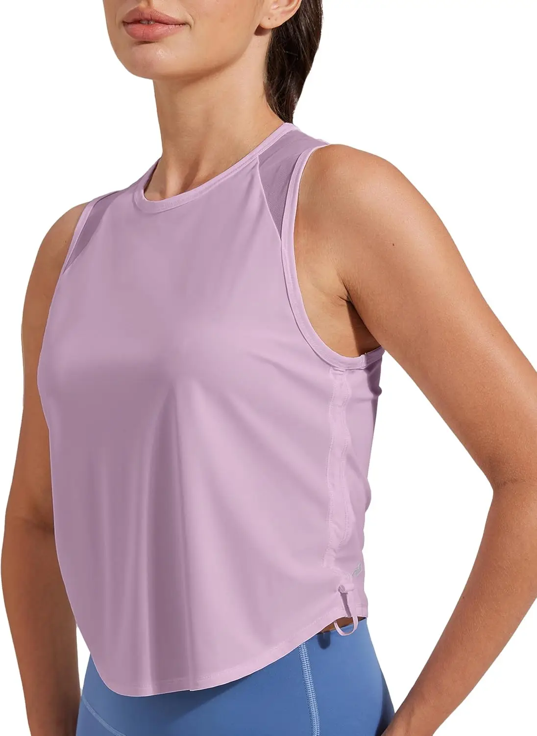 Pioneer Camp Women's Athletic Tank Top with Mesh Panel, Loose Fit Sleeveless Muscle Shirt for Workout Yoga Running