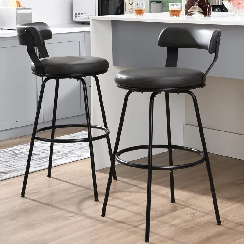 

Bar Stools Set of 2-Swivel Counter Height Bar Stools 30 inch Counter Stools PU Leather Bar Chair with Padded Back