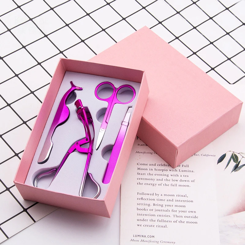 

4 Pcs Eyelashes Clip Curl Kit Beauty Makeup Set Fake Eyelash Curler Curling Tweezers ScissorsApplicator Eye Lash Cosmetic