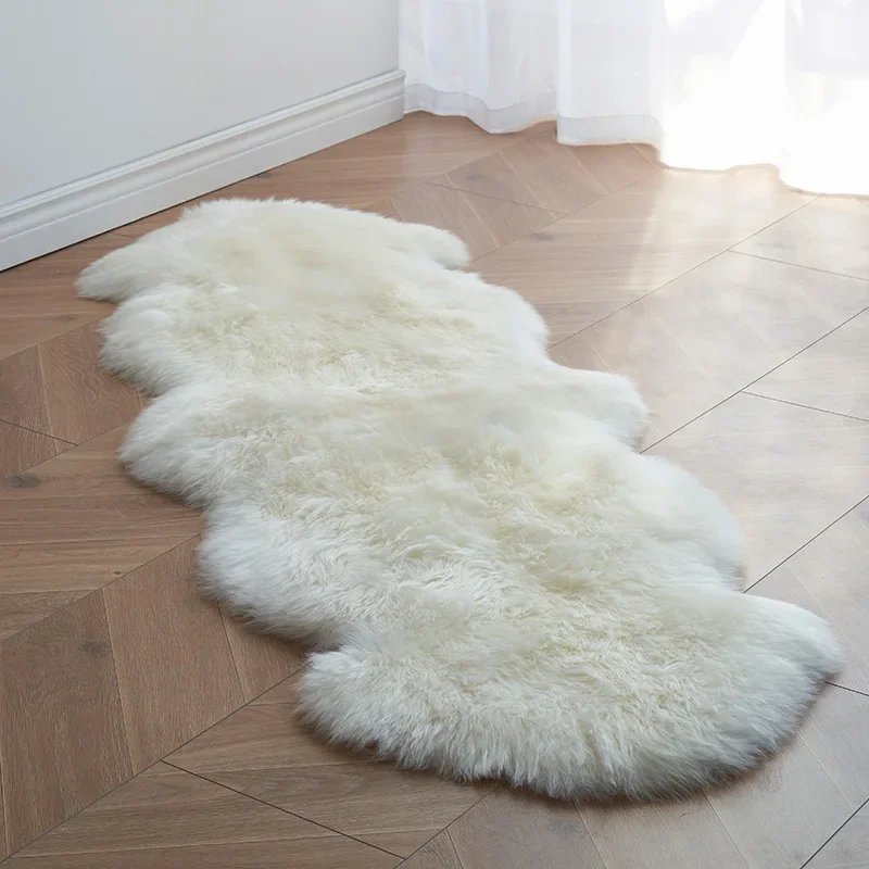 FORSWAN Soft White Faux Fur Area Rugs Kids Living Room Bedroom Shaggy Floor Chair Mat Home Decor Sheepskin Plush Bedside Carpet
