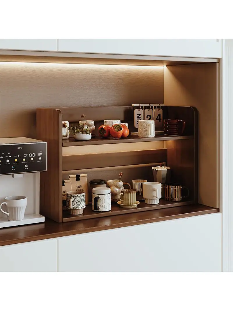 

Простая подставка для чашек, настольный органайзер для чашек, двухуровневая L-образная кухонная полка для хранения, экологичная деревянная подставка