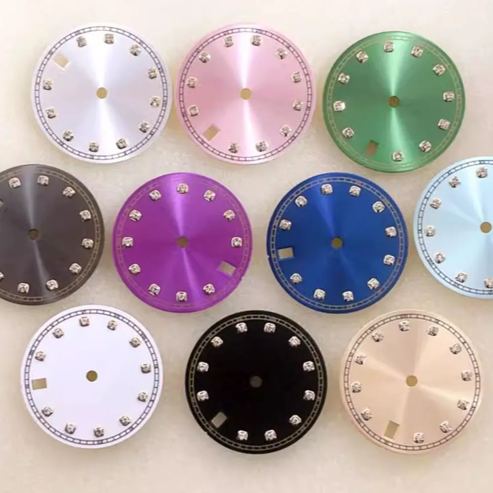 

NH35 Dial 28.5mm, Fashion Artificial Diamond Nails No Luminous Watch Dial, for NH35 NH36 Movement, Single Calendar Watch Face