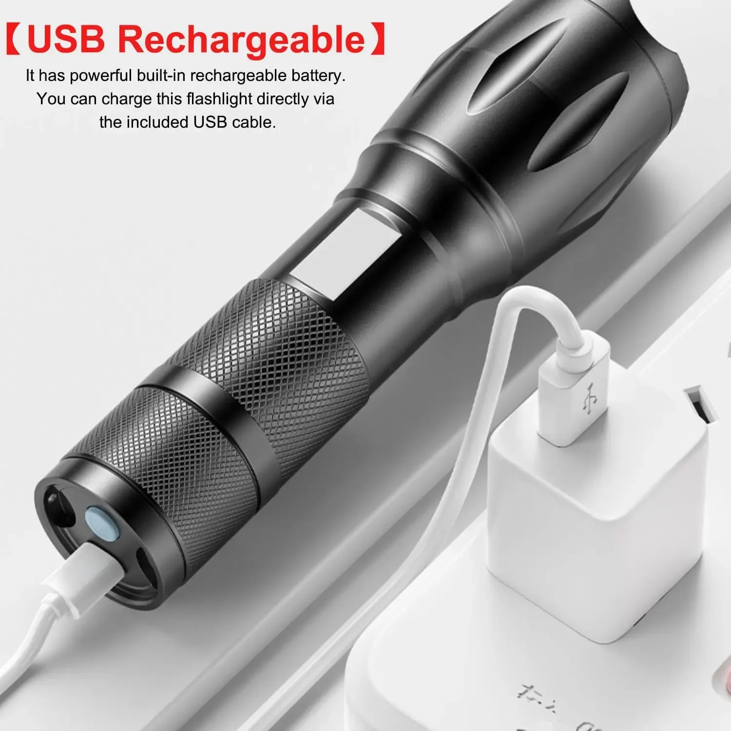 Multifunctional LED Flashlight White Red Blue Green Blue Light 4 Colors in 1 LED Flashlights 4 Modes Zoomable Rechargeable Torch