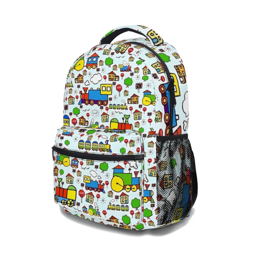 New Fashionable  Cute Trains Backpack Bag Large Capacity Trendy Book Bag Multi-pockets Adjustable 17inch