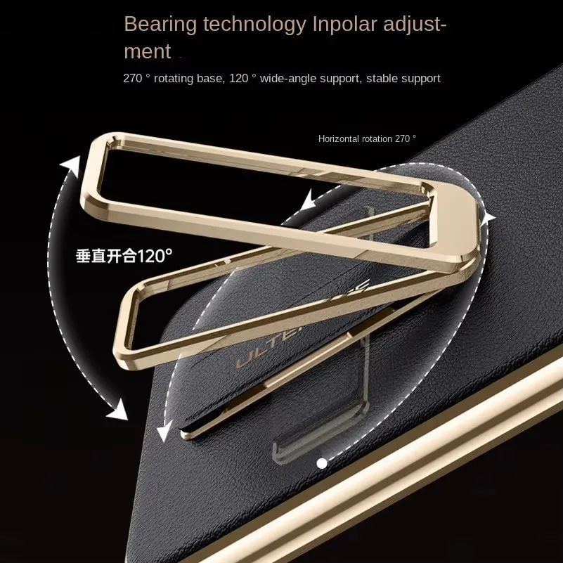 Etui na Huawei Pura 80 Ultra 80 Pro Pura 70 Pro + Slim Cover Luksusowa Skórzana Opaska na Nadgarstek i Metalowa Podstawka Pełna Ochrona Obiektywu — zdjęcie produktu 4