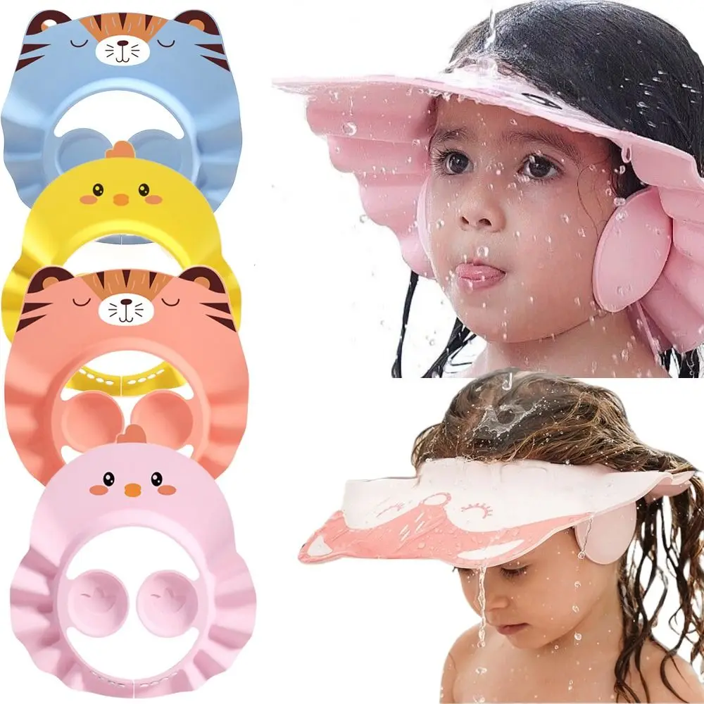 Waterproof Baby Shower Caps Ear Shield Adjustable Wash Hair Shield Safe Protect Head Cover Bath Hat Kids Boys Girls