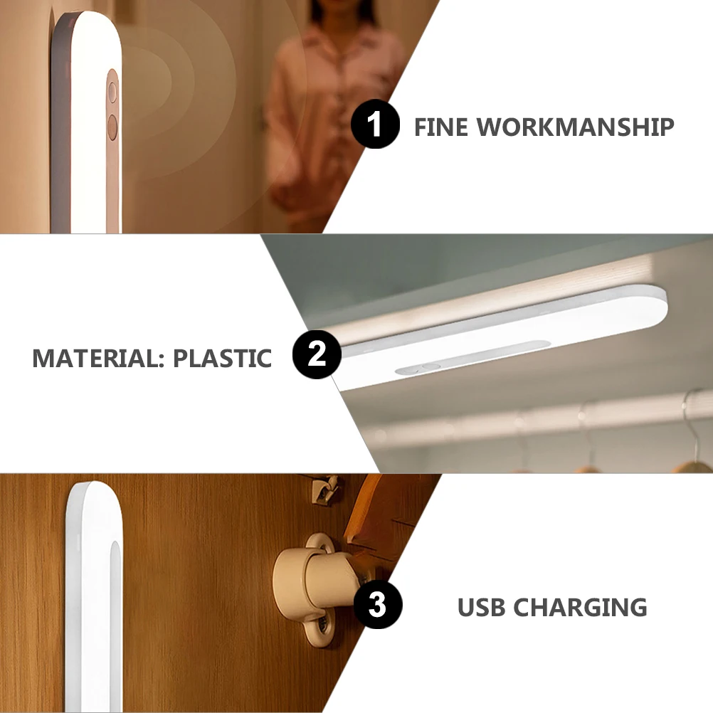 

Human Body Induction Night Light Dimmable White Magnet LED Sensor Bedroom Study Stairs Cabinet