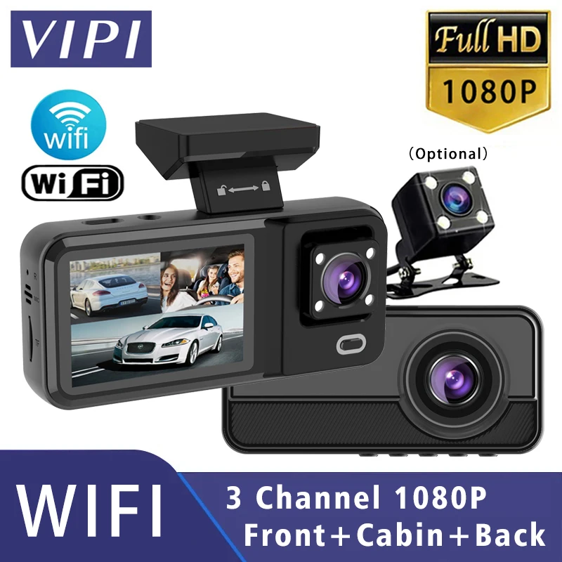 

3 Camera Wifi Car Dvr HD1080P Mini Dash Cam Interior Vehicle Three Way Channel DVRs Recorder Video Registrator Dashcam Camcorder
