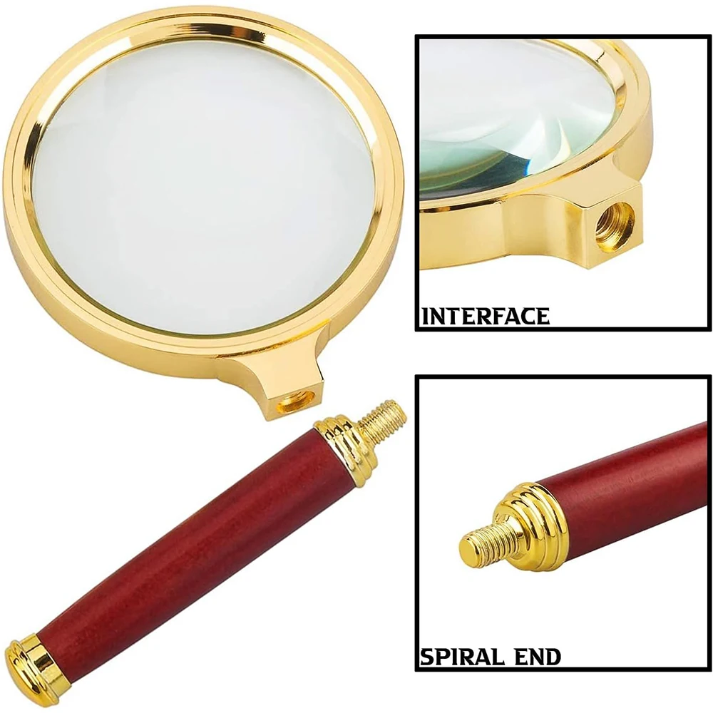 5X-10X Handheld Magnifying Glass Detachable Handle Reading Magnifier 60/70/80/90/100mm HD Lens For Seniors Collection Map