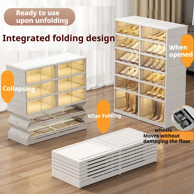 Folding Shoes Box, Installation-free Multi-layer Folding Shoe Cabinet, Transparent Shoes Rack Breathable Dust-proof