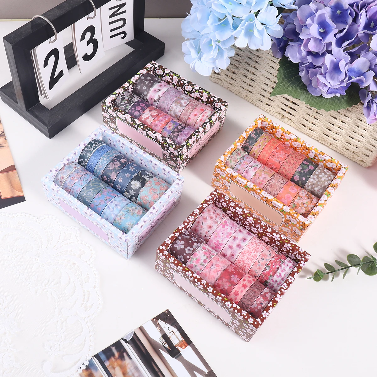 

14 рулонов/коробка ленты васи на тему вишни, различные цветочные узоры, для поздравительных открыток, материалы для украшения альбомов