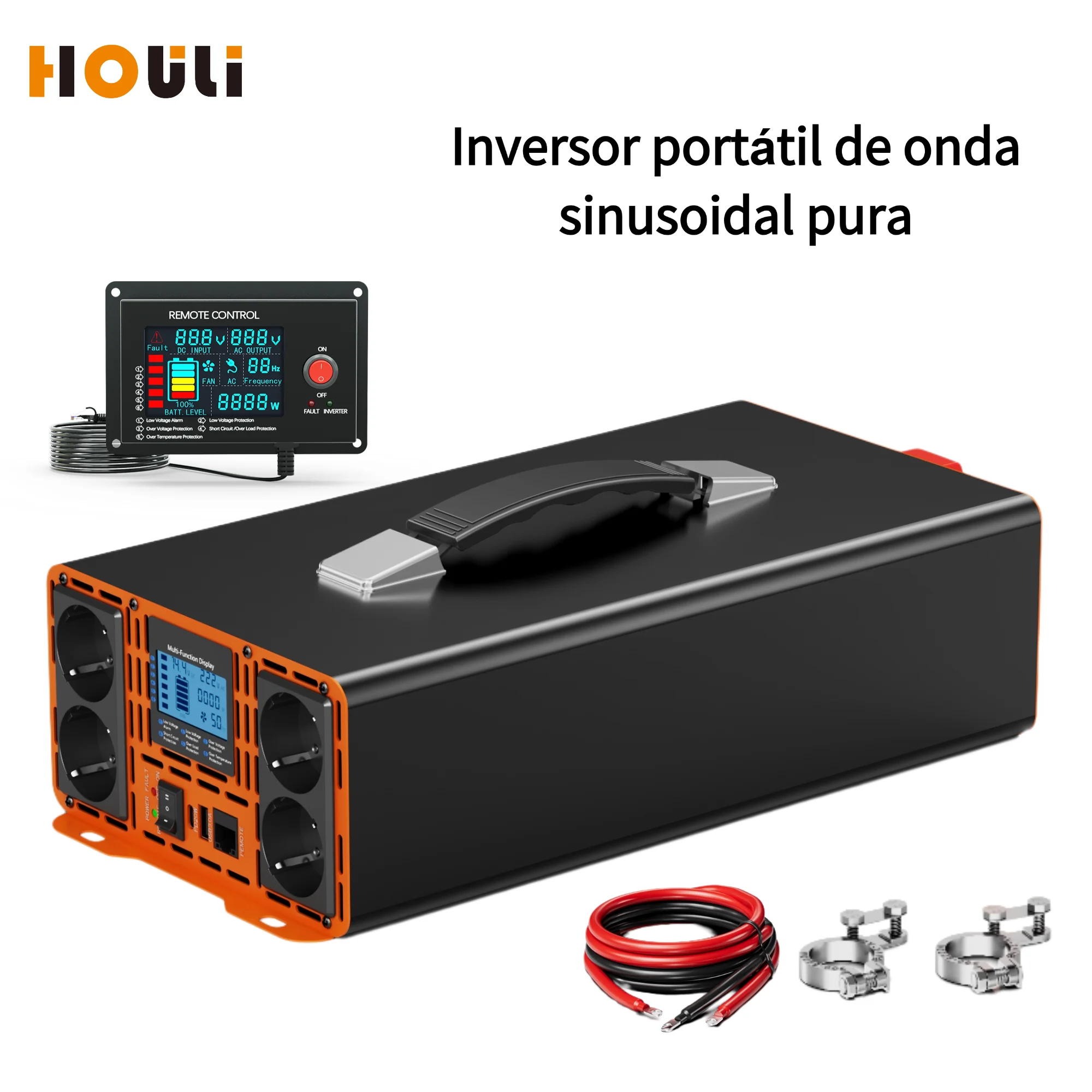 

Инвертор HOULI 3000–8000 Вт, преобразователь напряжения чистой синусоиды от 12 В до 220 В; от 24 В до 48 В до 230 В для домашнего/автомобильного использования с внешним дисплеем