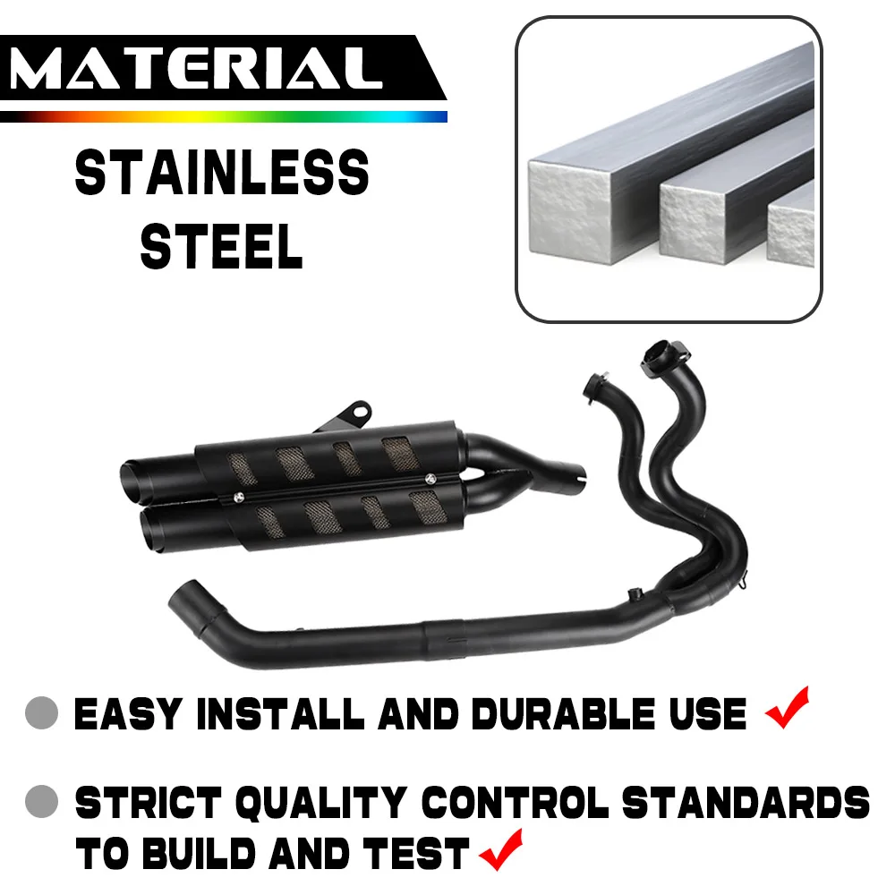 كاتم صوت مزدوج الانزلاق على الدراجة النارية سهل الارتداء نظام أنابيب العادم الكامل مناسب لملحقات Kawasaki Eliminator 500 SE ABS 2024-2025