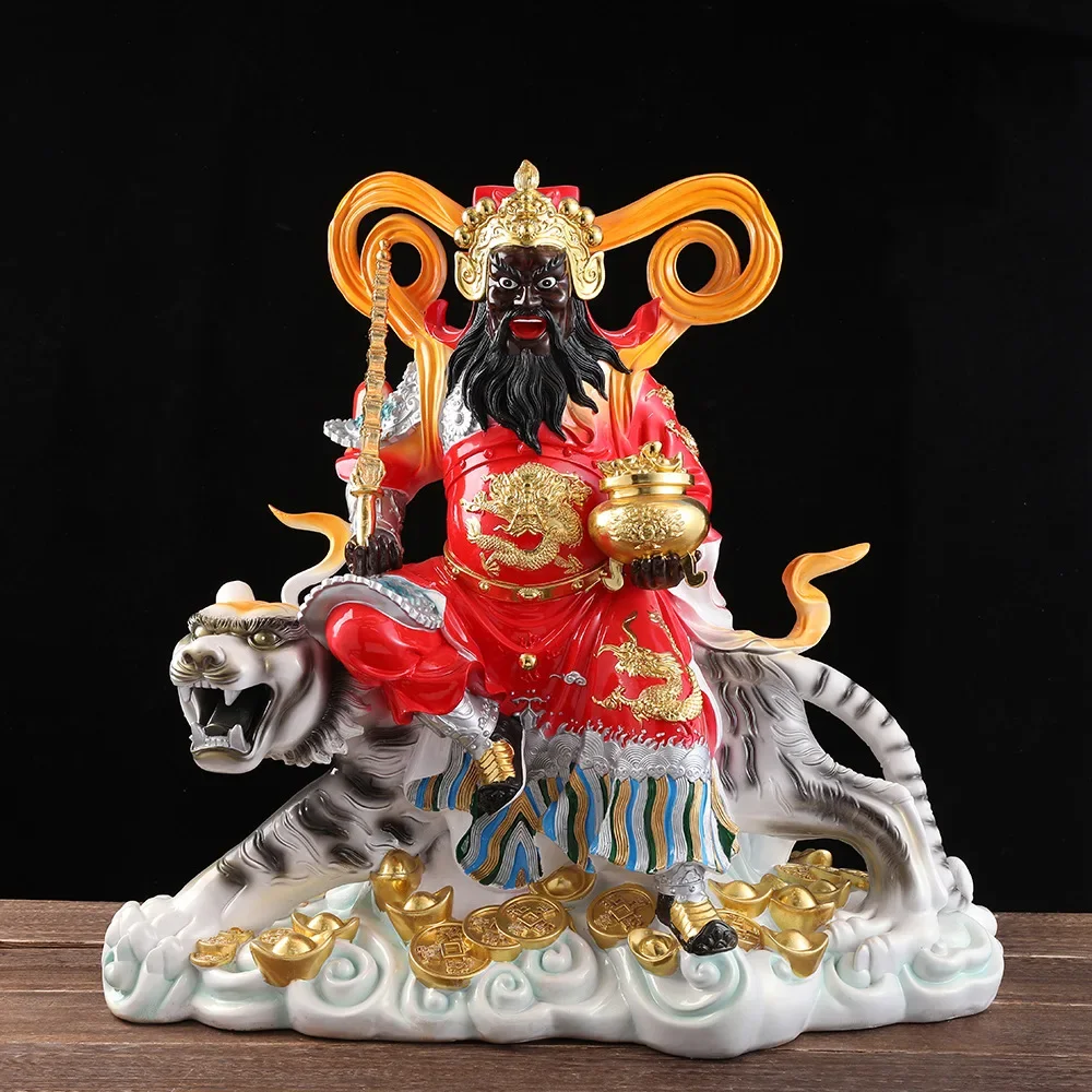 Feng Shui Resin God of Wealth Zhao Gongming Statue of Tiger Statue of Buddha Home Offering