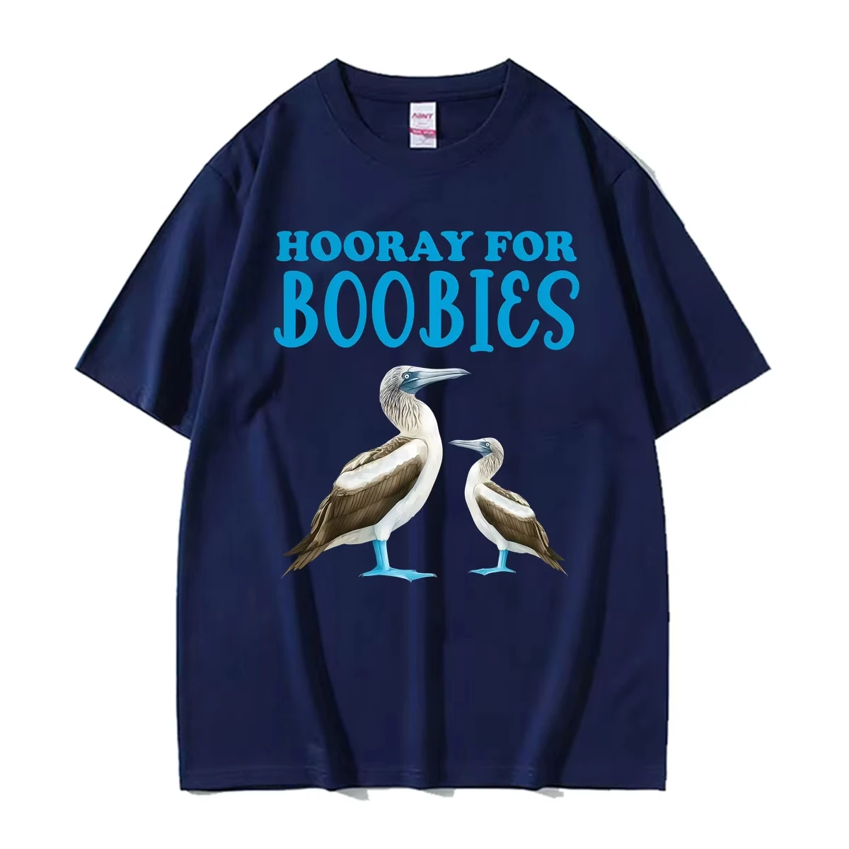 Hooray for Boobies Blue Footed Booby Funny Graphic Tee Shirt Men Women Fashion Vintage T Shirt Casual Short Sleeve Loose T-shirt