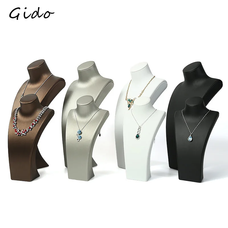 

Wholesale Handmade Custom Luxury Pu Leather Display Bust Mannequin Custom Necklace Display Necklace Leather Display Stands