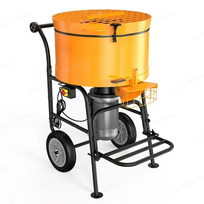 Electric portable forced disc mixer for mortar mixing engineering, mobile wheel concrete mortar