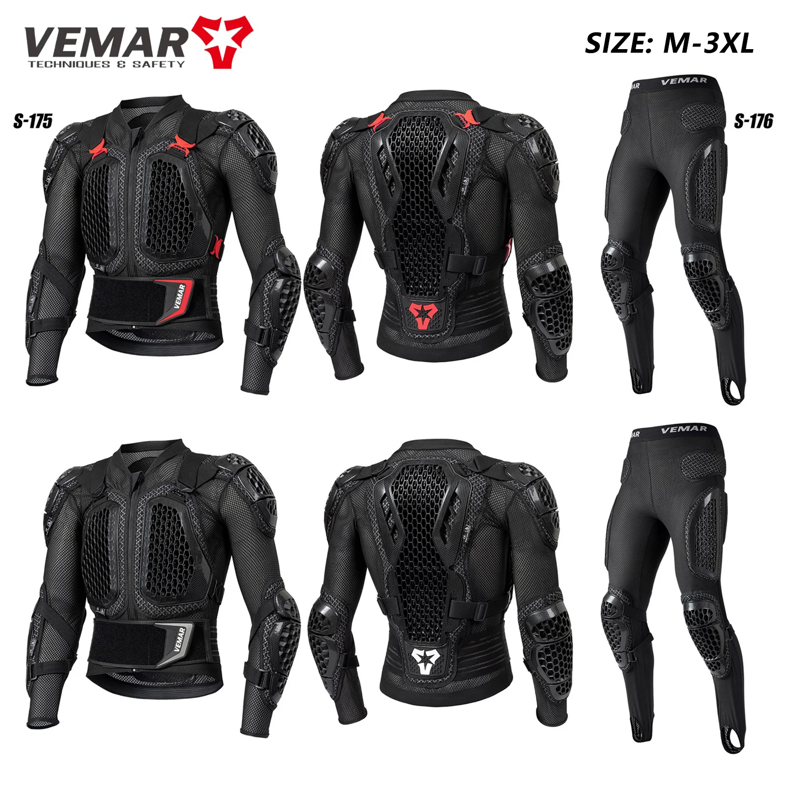 VEMAR Men Classic Motorcycle Jacket Moto Body Armor MX Armor Motocross Racing Jacket CE Approval Motorbike Moto Protection Gear