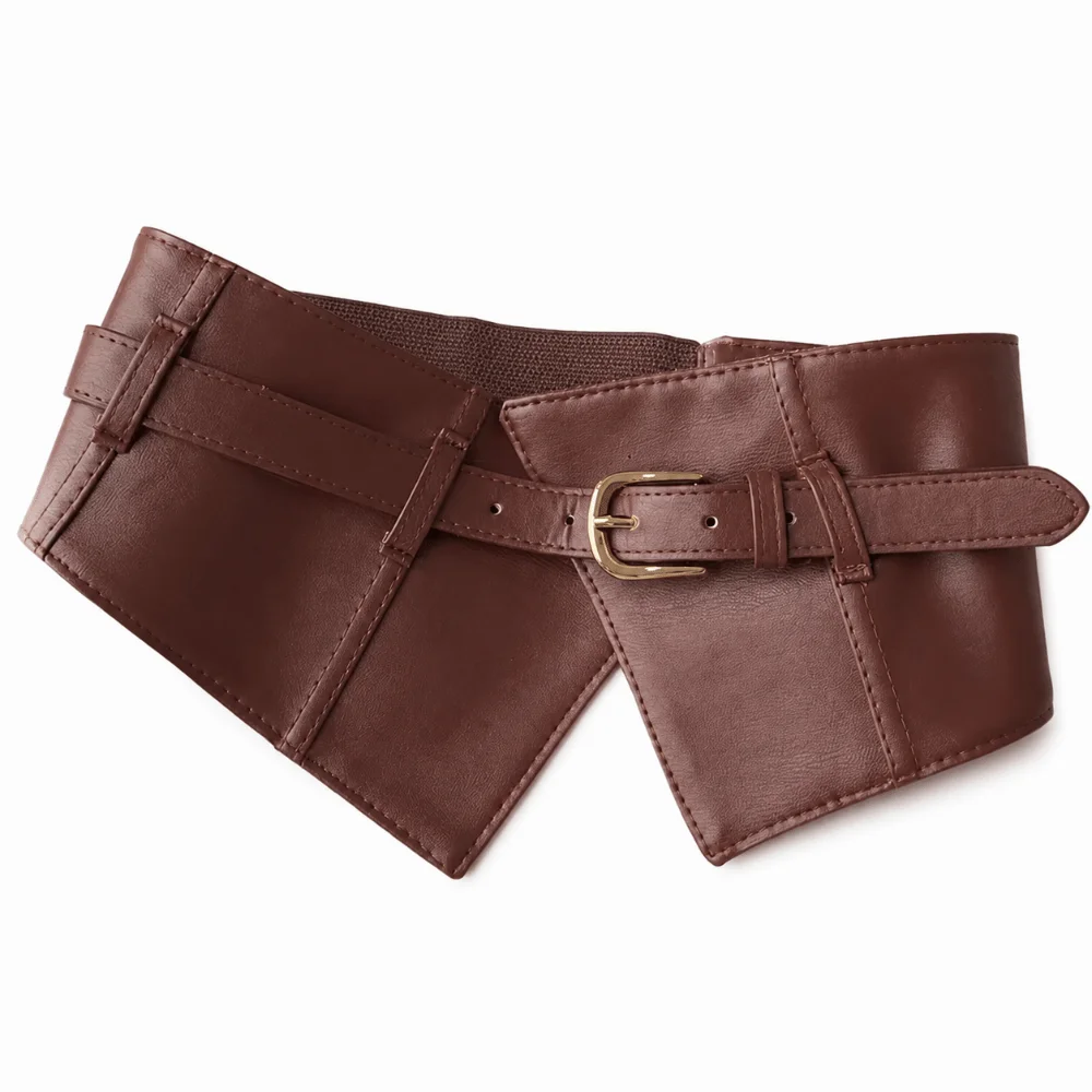 Fashion Wide Buckle Corset Waist Belt Decorative DIY Cummerbunds PU Leather Waist Cover For Women Lady Girl