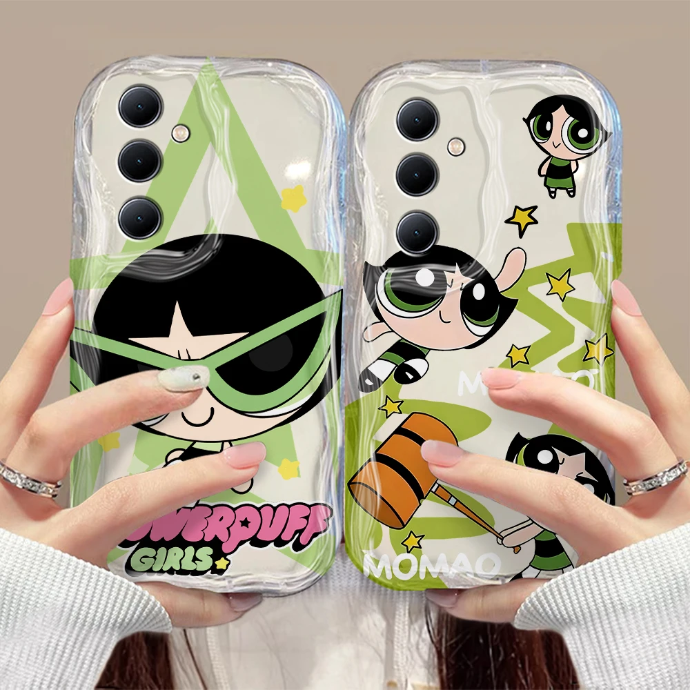 Cute The Powerpuffs Girls 3D Wave Phone Case For OPPO Reno 11 F 8 T 7 Z 6 5 4 Pro F23 F11 F9 4G 5G Soft Silicone Back Cover