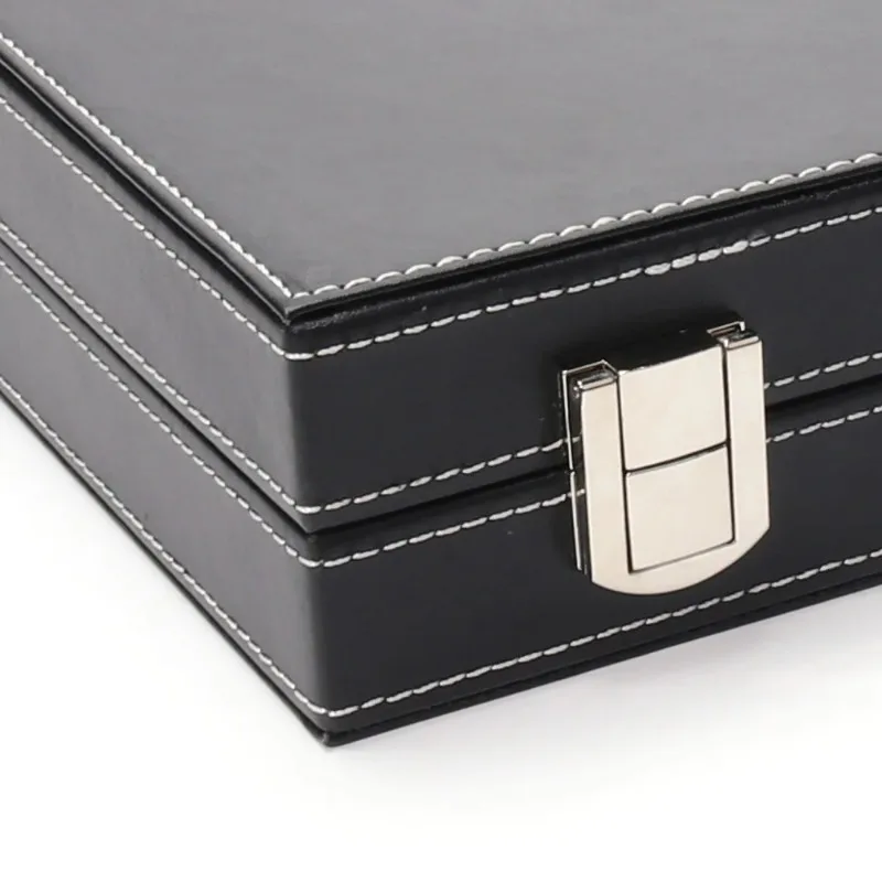 Luxury Backgammon Chess Set Black PU Leather Chess Box Travel Board Games Creative Handmade Backgammon Family Table Games Gifts