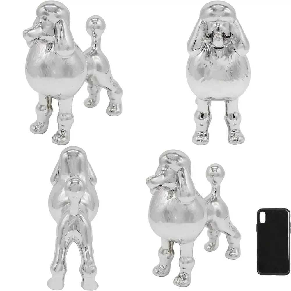 

Статуя собаки-пуделя из металлик и серебра — декоративная скульптура сада или дома — декор собаки-пуделя